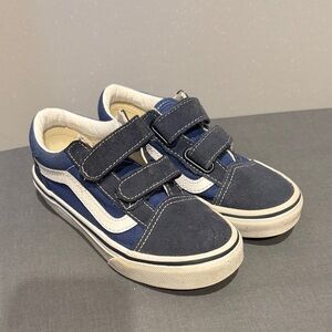 Vans Kids Navy and White Velcro Sneakers